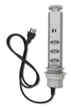 Torre De 3 Tomadas Usb A Usb C Multiplug 20a Retrátil Cinza