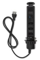 Torre de 3 Tomadas Usb A Usb C Multiplug 20a Retrátil Preta