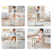 Torre de Aprendizagem 4 em 1 Autonomia Infantil Mesinha Cadeirão Premium Torre de Aprendizagem 4 em 1 Autonomia Infantil Mesinha Cadeirão Premium