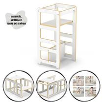 Torre de Aprendizagem Montessoriana 4 em 1 Cadeirão, Mesinha