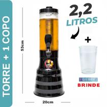 Torre De Chopp Beer 2.2 Litro + 1 Copo + 2 Tubo Gelante Duff