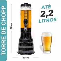 Torre De Chopp Beer 2 Litros + 2 Tubo Gelante Copo Giratório 360 Removível Com Alça