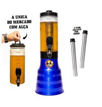 Torre De Chopp Cerveja Beer 2 Litros + 2 Refil Gelante Copo Com Alça Azul Duff