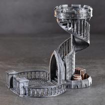 Torre de dados AUSPDICE Castle Retro DND com 36 degraus em prata antiga