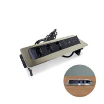 Torre de Embutir Linear PowerDock H1-I com 03 Tomadas 20A e 02 USB Níquel Escovado Hafele