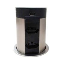 Torre de Embutir Plug-Up 04 Tomadas 16A 02 USB-A e Carregador por Indução Hafele