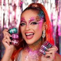 Torre de Glitter Glow Power Formatos Flocado Maquiagem Rosto Corpo Cabelo Purpurina Brilho Grosso Holográfico Artístico