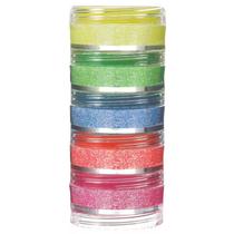 Torre de glitter neon em pó que brilha na luz negra Colormake 5 potes