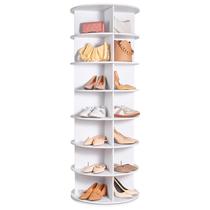 Torre de sapateira giratória VEVOR 7 níveis, giratória de 360, branca