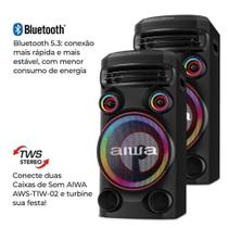 Torre de Som AIWA T1W-02 1600W 1 Woofer10 BT RGB USB FM DJ - Bivolt
