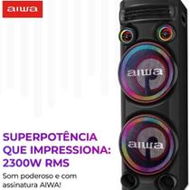 Torre de Som AIWA T2W-02 2300W 2Woofers10" Bluetooth RGB USB FM DJ
