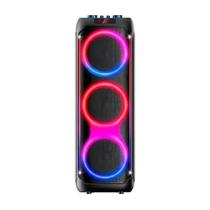 Torre De Som Led 1800w Bluetooth Com Bateria Recarregável 2 Microfones Radio FM Fsound Voltagem:BivoltCor:Preto