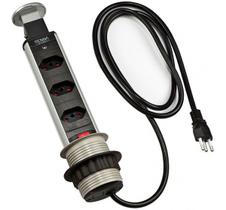 Torre De Tomada 2 Tomadas + 2 USB Cor Prata Retrátil