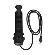 Torre de Tomada 2 Tomadas + 2 USB Sistema Click Preto