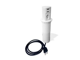 Torre de Tomada Automática 1 Elétrica 10A + 2 USB Charger Branca - QTMov Pratik