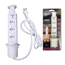 Torre De Tomada Branca com 3 tomadas Aceita pinos de 10a/20a Retratil Embutir Bancada Mesa - Renna Torre De Tomada Branca com 3 tomadas Aceita pinos de 10a/20a Retratil Embutir Bancada Mesa - Renna
