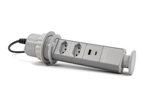 Torre De Tomada Cinza Usb Tipo C + A Turbo + 2 Elétrica 10A Torre De Tomada Cinza Usb Tipo C + A Turbo + 2 Elétrica 10A