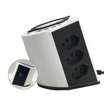 Torre De Tomada Com Carregador Usb Duplo e Tomada Tripla 10A Daneva Legrand Torre De Tomada Com Carregador Usb Duplo e Tomada Tripla 10A Daneva Legrand