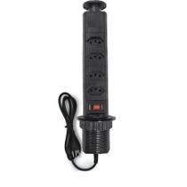 Torre de Tomada Embutir Bancada - mesa - Móvel 4 tomadas 10A Preto Preta Multiplug Retrátil Mesa Totem Bivolt Inmetro