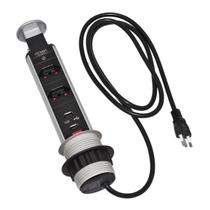 Torre De Tomada Escritório Multiplug 2 tomadas Retrátil Com Entrada Usb Torre De Tomada Escritório Multiplug 2 tomadas Retrátil Com Entrada Usb