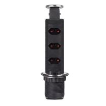 Torre De Tomada Inox Retrátil Multiplug Embutir Mesa Granito