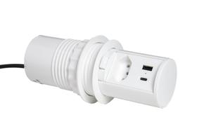 Torre de Tomada Mini Totem POP20 1 Tomada + 2 USB Tipo aA- Branco