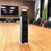 Torre de Tomada Multiplug Retrátil Com 3 Tomadas e USB