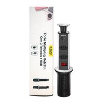 Torre de Tomada Multiplug USB Retratil Tipo-C Embutir Mesa Torre de Tomada Multiplug USB Retratil Tipo-C Embutir Mesa