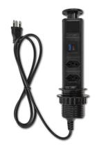 Torre De Tomada Preta Usb Tipo C + A Turbo + 2 Elétricas 20A