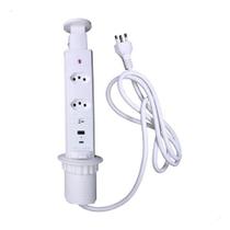 Torre De Tomada Retrátil 2 Tomadas Usb Tipo C Embutir Mesa Cor Branco