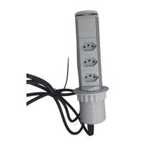 Torre De Tomada Retrátil Multiplug 3 Tomadas 20a - Cinza