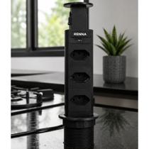 Torre De Tomada Retrátil Multiplug Embutir Mesa Granito Bivolt 3 Tomadas Renna Torre De Tomada Retrátil Multiplug Embutir Mesa Granito Bivolt 3 Tomadas Renna