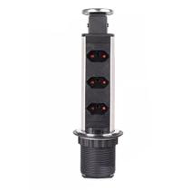 Torre De Tomada Retrátil Multiplug Embutir Mesa Granito Inox