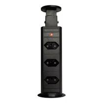 Torre De Tomada Retrátil Multiplug Embutir Mesa Granito Preta