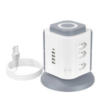 Torre de Tomadas Branca 9 Tomadas + 4 USB + 1 Type-C Cabo Proteção Contra Sobrecarga 2m