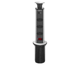 Torre De Tomadas de Embutir Multiplug Com 3 Tomadas Usb + Usb-C