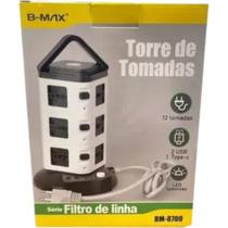 Torre de tomadas filtro linha 12 entradas 3m 2 usb 1 type c 2500w bm 8700