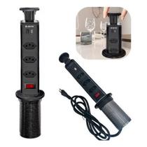 Torre De Tomadas Multiplug com 3 tomadas Usb + Usb C de Embutir Mesa Bancada escritorio (PRETA)