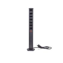 Torre de Tomadas Plus 6 Saídas NBR 10A com Disjuntor QTMOV Qm52820 Preto BRANCO