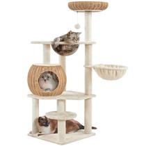 Torre de vime de 137 cm Cat Tree Yaheetech com arranhador de condomínio