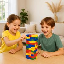 Torre Equilíbrio Jogo Montar Cubos Empilhar Desafio Coordenação Motora Quebra Cabeça Presente