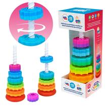Torre Giratória Empilhável Brinquedo Educativo Com 5 Engrenagens Coloridas Para Crianças Torre Giratória Empilhável Brinquedo Educativo Com 5 Engrenagens Coloridas Para Crianças