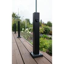 Torre Inox Preto Fosco 30cm 1 Furo Sacada Vidro Torre Inox Preto Fosco 30cm 1 Furo Sacada Vidro