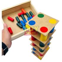 Torre Inteligente 63 Peças Brinquedo Educativo de Madeira lógica Cores Pedagógico Infantil Toy Trade