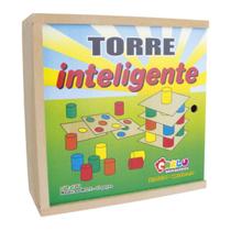 Torre Inteligente 63 peças Jogo Educativo Equilíbrio Madeira MDF - Carlu - 4 anos
