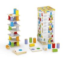 Torre Lúdica Clássica 40 Peças Em Madeira Junges Jogo Brinquedo Crianças +4 Anos