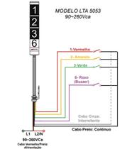 Torre Luminosa LTA5053 90~260Vca - LED com 3 cores - Sinalização Contínua ou Intermitente + Alarme Torre Luminosa LTA5053 90~260Vca - LED com 3 cores - Sinalização Contínua ou Intermitente + Alarme