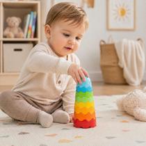 Torre Mágica Brinquedo Bebê Empilhar Educativo Colorido 8Pçs Torre Mágica Brinquedo Bebê Empilhar Educativo Colorido 8Pçs