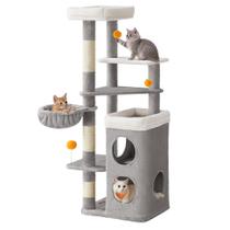 Torre para Gatos Feandrea com 2 Tocas e 3 Postes Cinza Pomba Torre para Gatos Feandrea com 2 Tocas e 3 Postes Cinza Pomba