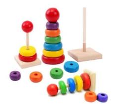 Torre Pirâmide Encaixe Madeira Educativo Montessoriano Didat